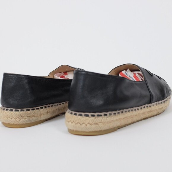 Chanel 40 US 10 espadrilles leather CC logo toecap black flats - Picture 5 of 7